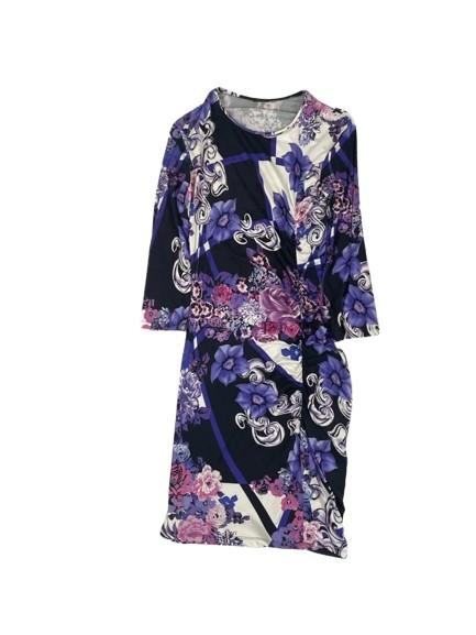 Versace Midi Dress Made In Italy Fitted Purple Floral High End Designer