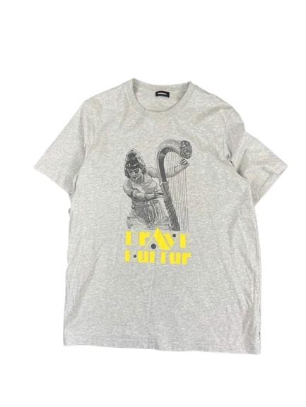 Diesel Vintage Graphic T-Shirt L Brave Kultur Harp Grey Streetwear Y2K
