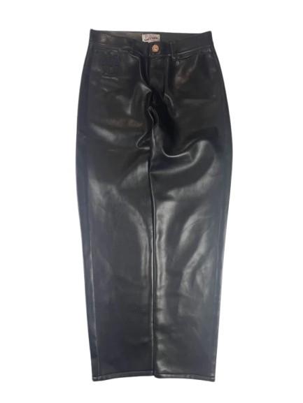 Vintage Jean Paul Gaultier Public Black Faux Leather Trousers | Y2K W28 90s